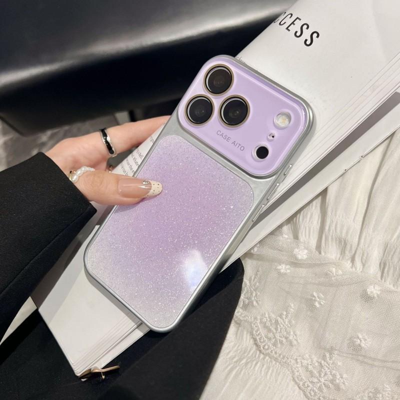 Stylish Acrylic Case With Sparkle Glitter Gradient Window IPhone 14 15 16 17 Pro Max Full Coverage Drop Protection
