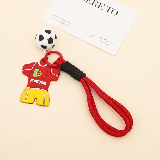 Keychain Pendant, Thick Braided Rope Mini Football Pendant, Soft Rubber Jersey Charm Key Holder, Argentina Brazil Germany Team Colors Fan Gift