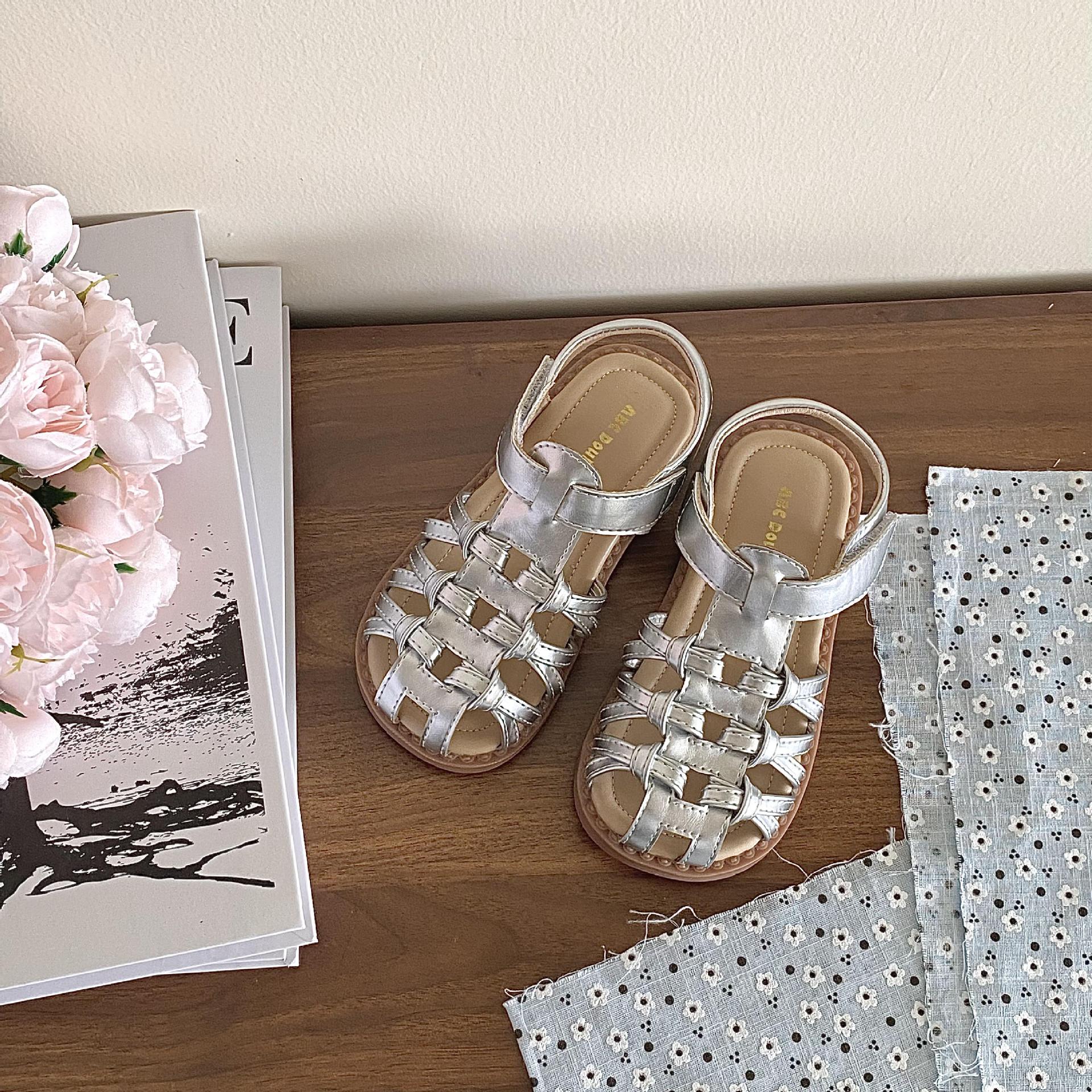 

Children s sandals 2026 season children s hollow non-slip Roman shoes children s comfortable woven soft-soled single shoes 35 срібний
