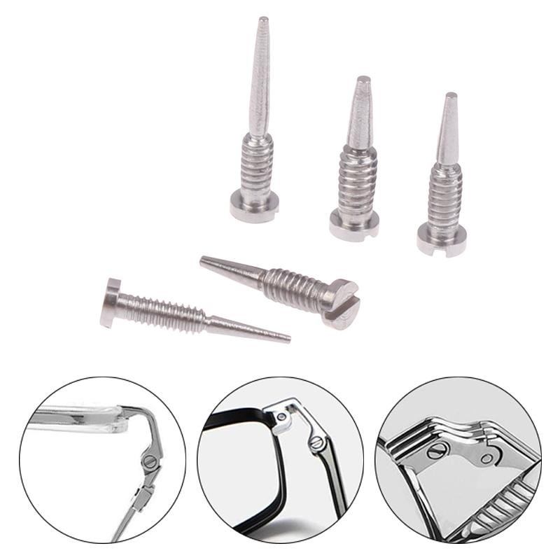 100 Pcs Pointed End Self Aligning Screw Repair Supplies Glasses Spring Hinge Screws Optical Eyewear Accessories