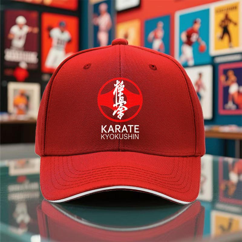 1 Stück Schwarz mit Rot Weißem Design Karate Kyokushin Logo Baseballkappe Leicht Angemessen für Jede Jahreszeit