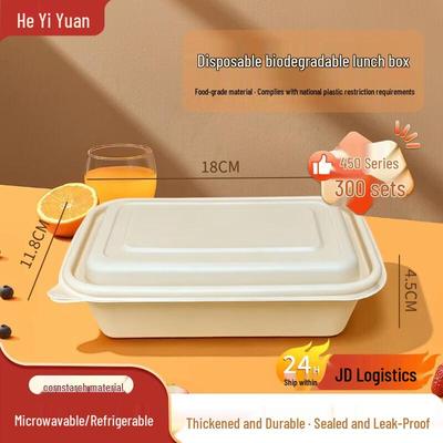 Biodegradable Corn Starch Rectangular Takeaway Lunch Box with Lid