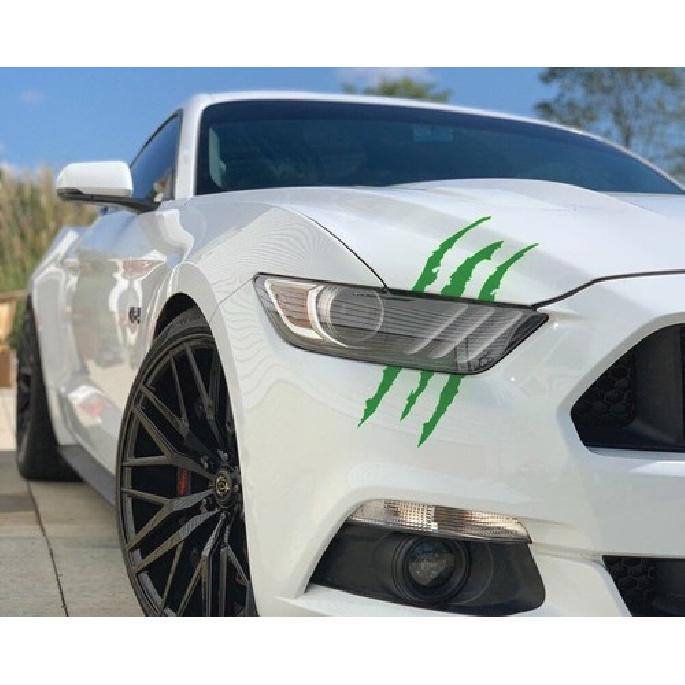 Light Green Eye Scar Mark, Scratch Shape Decal For Car Headlight Decoration