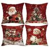 New Christmas Throw Pillow Covers 45x45 Santa Claus Festive Pillowcase Snowman Non-Real Embroidery Cushion Cover Party Decor