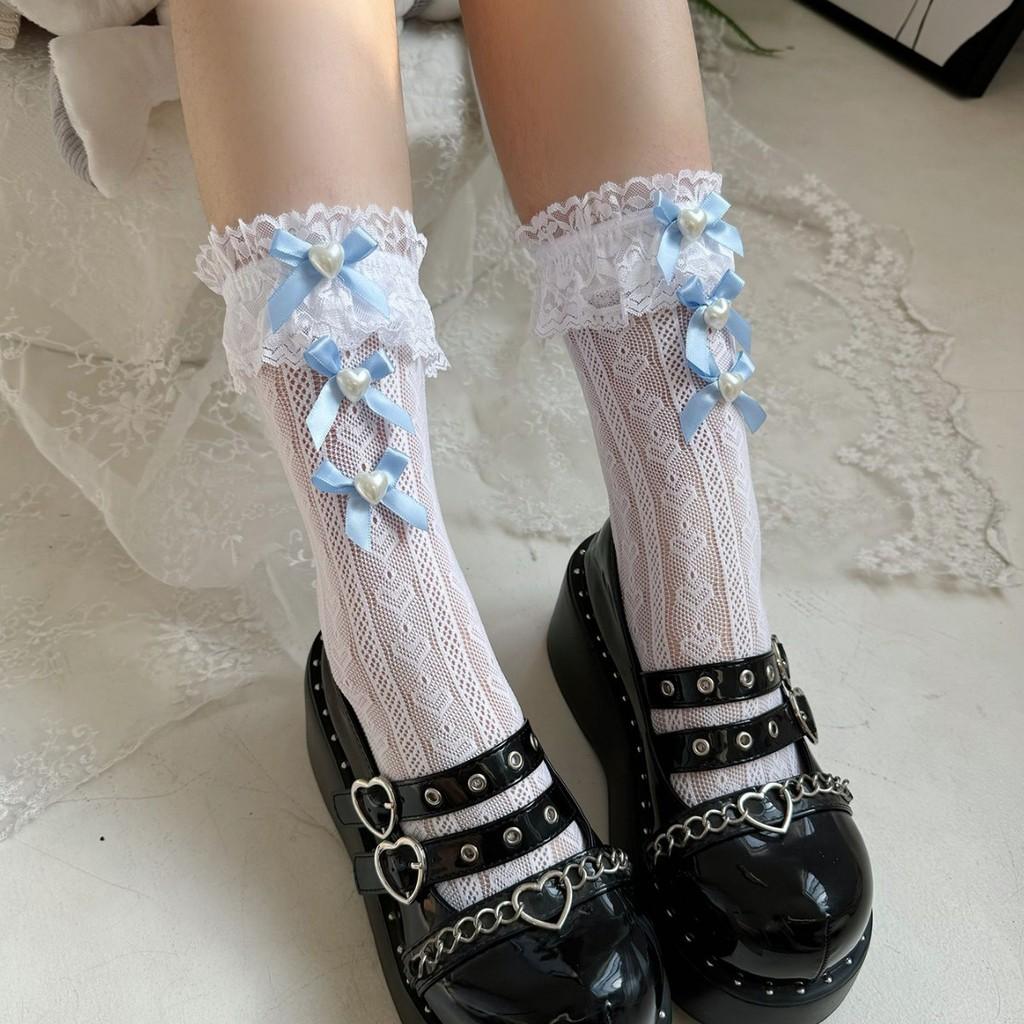 Cotton Lace Bow Ankle Socks For Girls With Nonslip And Sweat Absorption Features