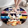Classic Japanese-style Cartoon Demon Slayer Round Rug, Home Soft Decorative Anti-slip Yoga Mat and Chair Mat, Outdoor Floor Mat Carpet K6