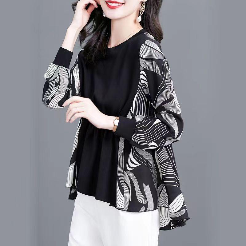 WTEMPO Autumn Women Chiffon Shirts Puff Sleeve Korea Elegant Tops and Blouses Casual Tops Black