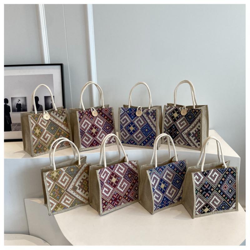 Bolsa de pano de vela nacional feminina verão moda portátil lancheira de linho bolsa bento