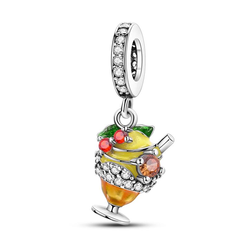 Copper Colorful Charms Bead Sparkling Inlaid Zirconium Pendants Fit Original Bracelets Fashion Jewelry Gift