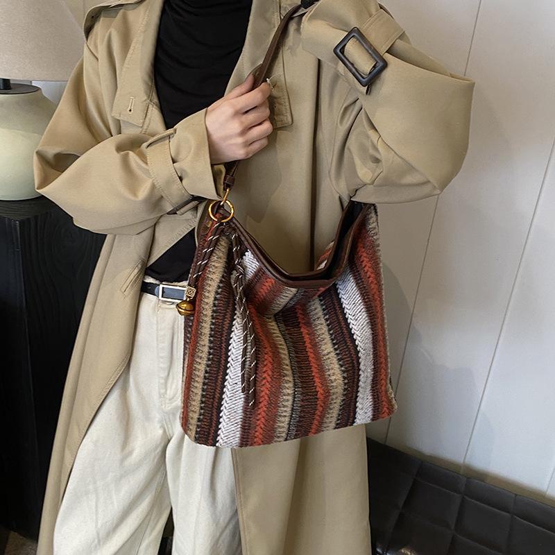 

Зимняя плетеная соломенная сумка-тоут 2024 года — большая вместительная сумка через плечо 35*13*30 вино красного