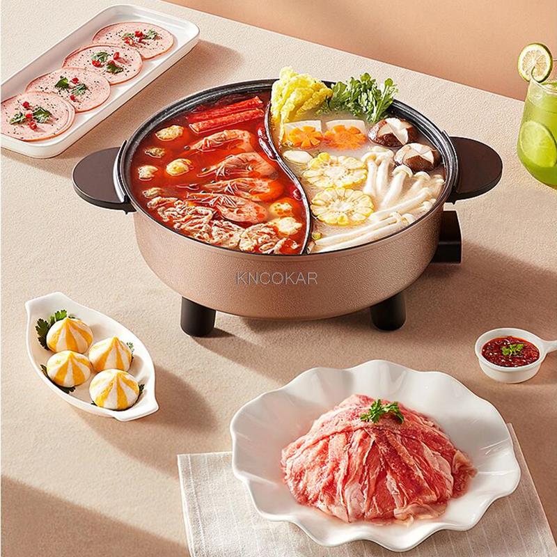 Joyoung 220V 5L Hotpot Koken Machine 2 Smaak Huishoudelijke Elektrische Hot Pot Non-stick Multi Fornuis Koekenpan hot Pot