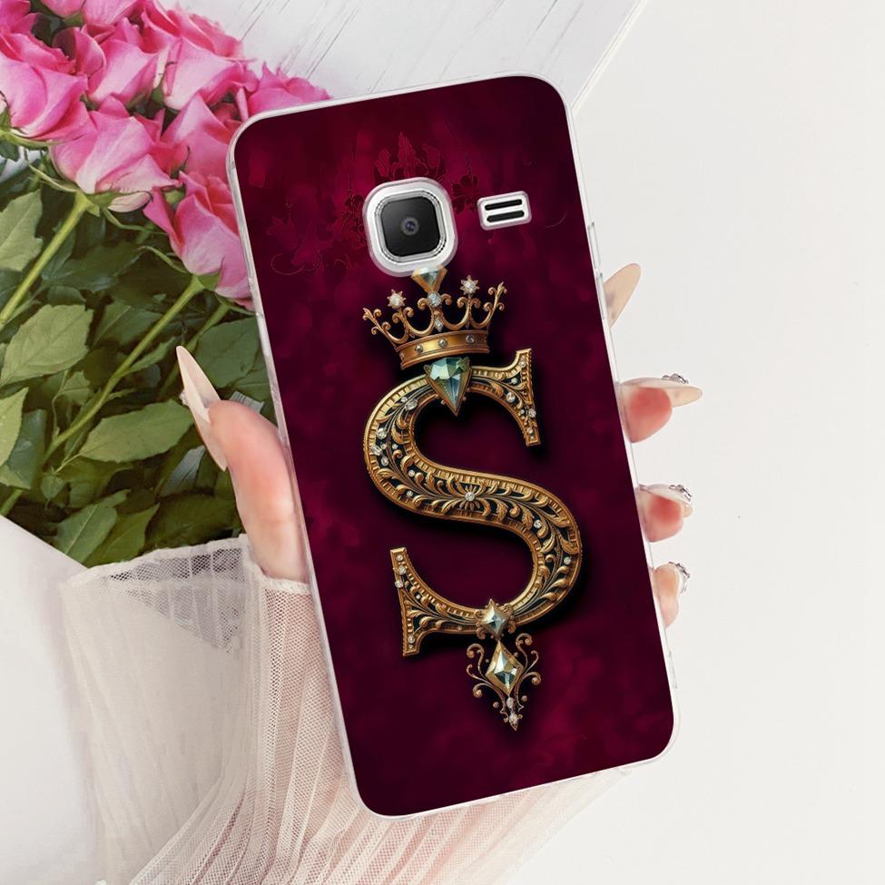 Clear For Samsung J1 mini Case Cover Luxury Crown A-Z Letter 2D Painted Soft Casing For Samsung Galaxy J1 mini SM-J105B SM-J105H