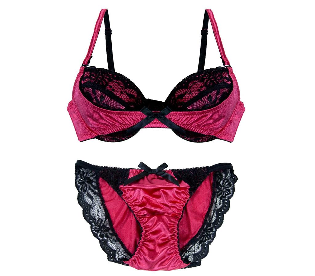 Pink D70 Bra Bra Shorts Top and Bottom Set Underwear Women Underwear Bra Shorts Set Bra Shorts Set Cup Sexy Satin Lace Competition None Extra Large