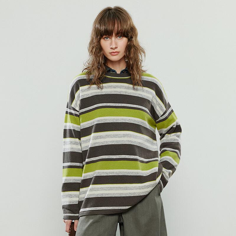 Chuyu Women's Striped 100% Merino Wool Knit Top