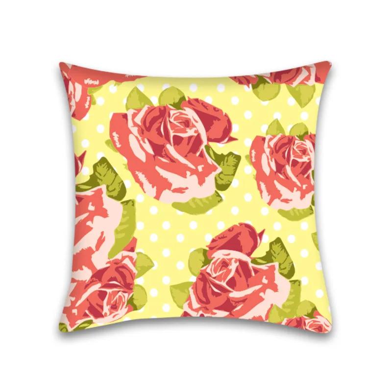 Kissenbezug Heimdeko Sofa Rote Blume Quadratische Dekoration