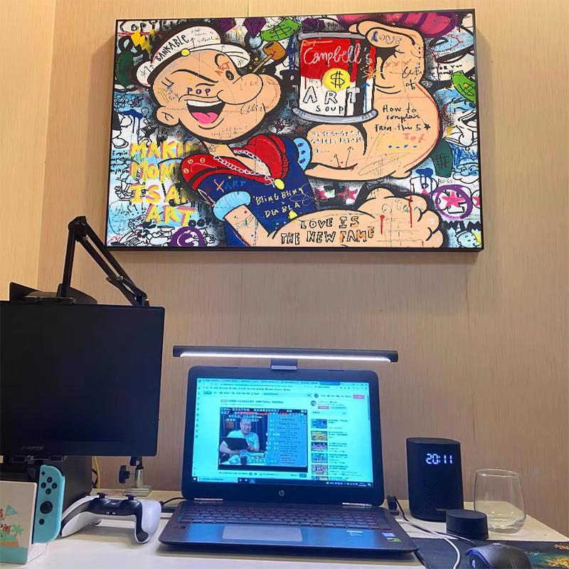 Graffiti Pittura a Olio Cartone Animato Arte da Parete Astratto Ragazzo Muscoloso Opera d'Arte Poster a Colori Immagine Decorazione Parete Casa