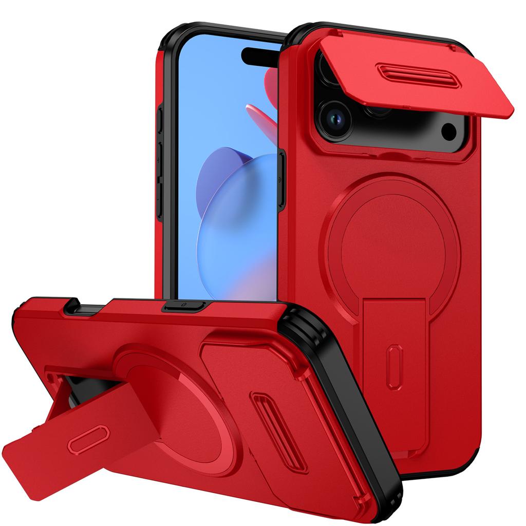 Shockproof Armor Flip Camera Protect Phone Case for IPhone 17 16 13 12 11 Pro Max 14 15 Plus 16E 17 Air for Magnetic Stand Cover