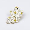 Cartoon Ghost Brooch: Smiling Face, Heart & Flower Badge for Halloween Costume