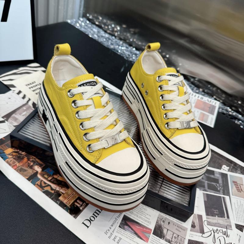 

Thick-soled muffin heightening little white shoes canvas shoes niche design high-end casual sports board shoes women 40