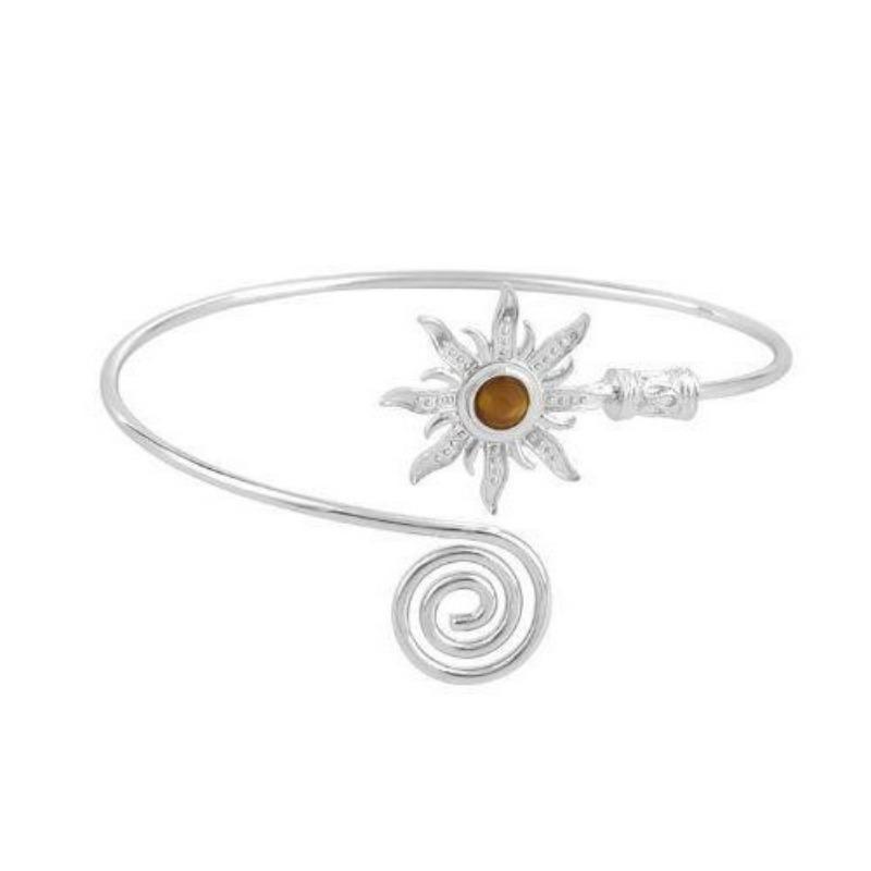 Retro Sunflower Bracelet Metal Jewelry Women's High-end Open Bracelet Adjustable Arm Ring