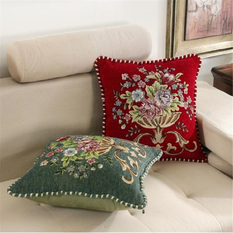 Luxurious Fabric Throw Pillow Cover with Detailed Embroidery,Pillowcase Gift for Modern Homes Soft Comfortable Fabric