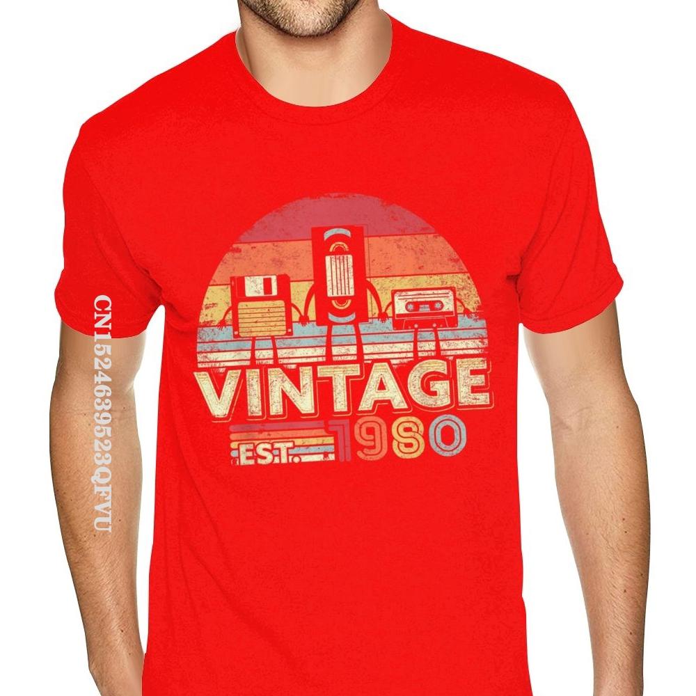 1980 Shirt Vintage 40th Birthday Gift Mens Tshirt Funny Music Tech Wholesale T-Shirt Men Plus Size Mens Plain Shirts