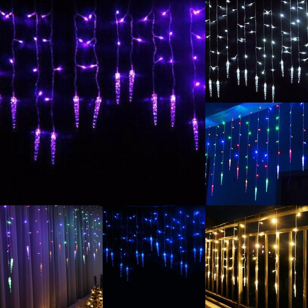 35m 96 Led Icicle Hanging Curtain Window Light Fairy String Xmas Home Decors