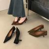 2025 New Korean Version Pointed Suede Shallow Mouth Foot Cover Professional Commuting Versatile Women's Single Shoes
