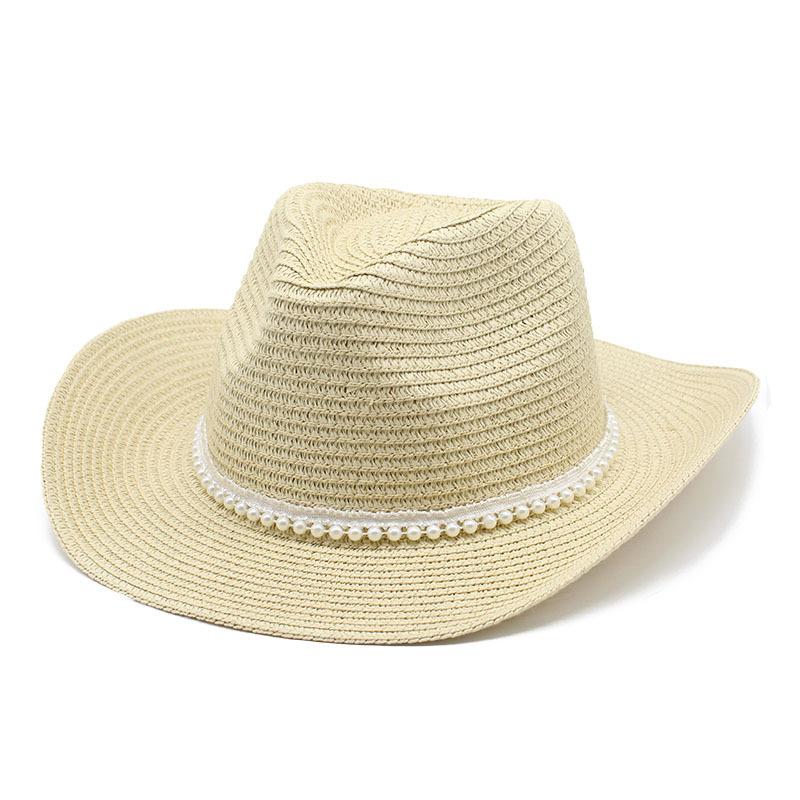 Western Cowboy Straw Hat Couple Outdoor Seaside Beach Hat Sunscreen Visor Hat Big Eaves Hat