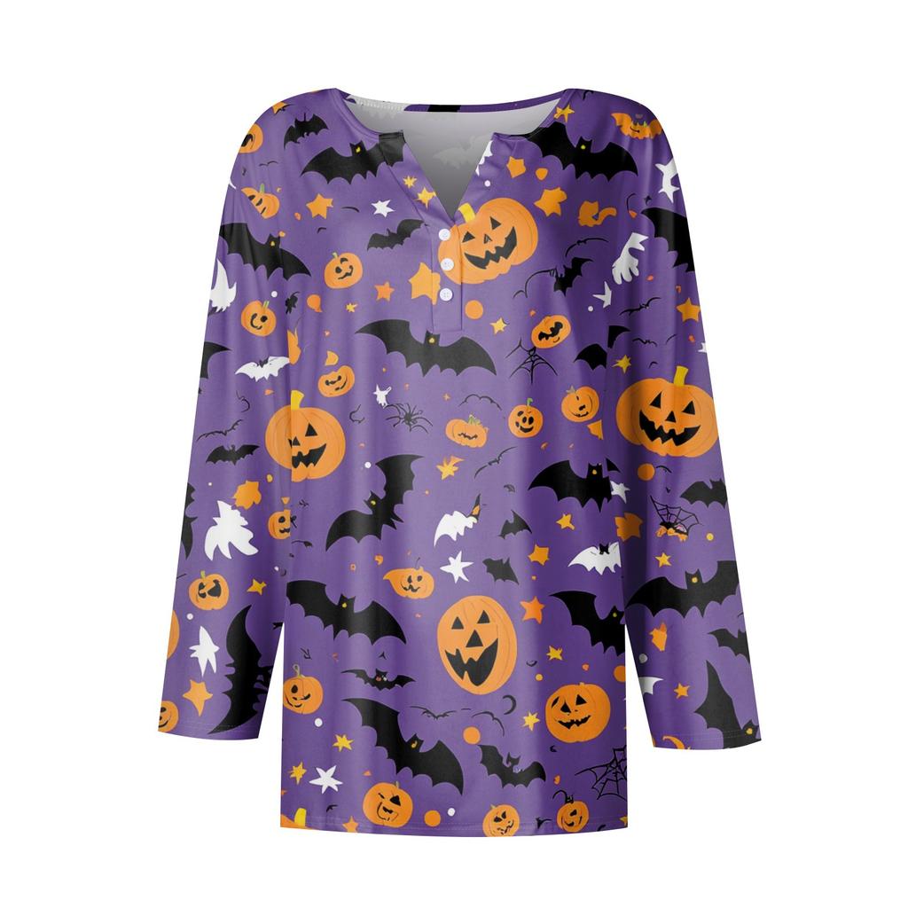 Women's Casual Fashion Sexy Comfortable V-Neck Halloween Seven Sleeve Top