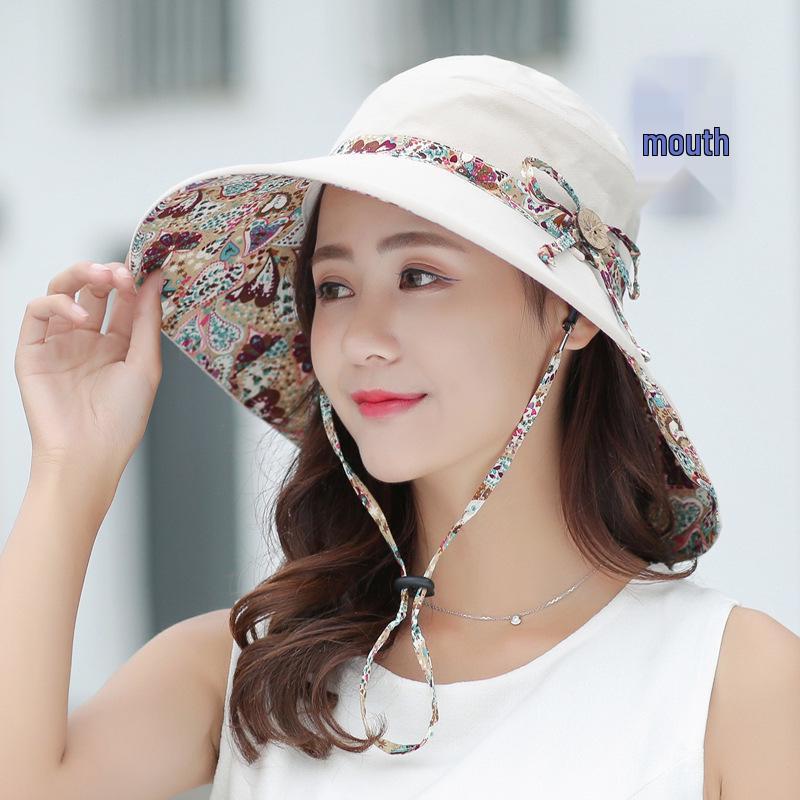 

Жіночий складаний літній сонцезахисний капелюх із захистом від УФ-променів для пляжу та подорожей off білий колір