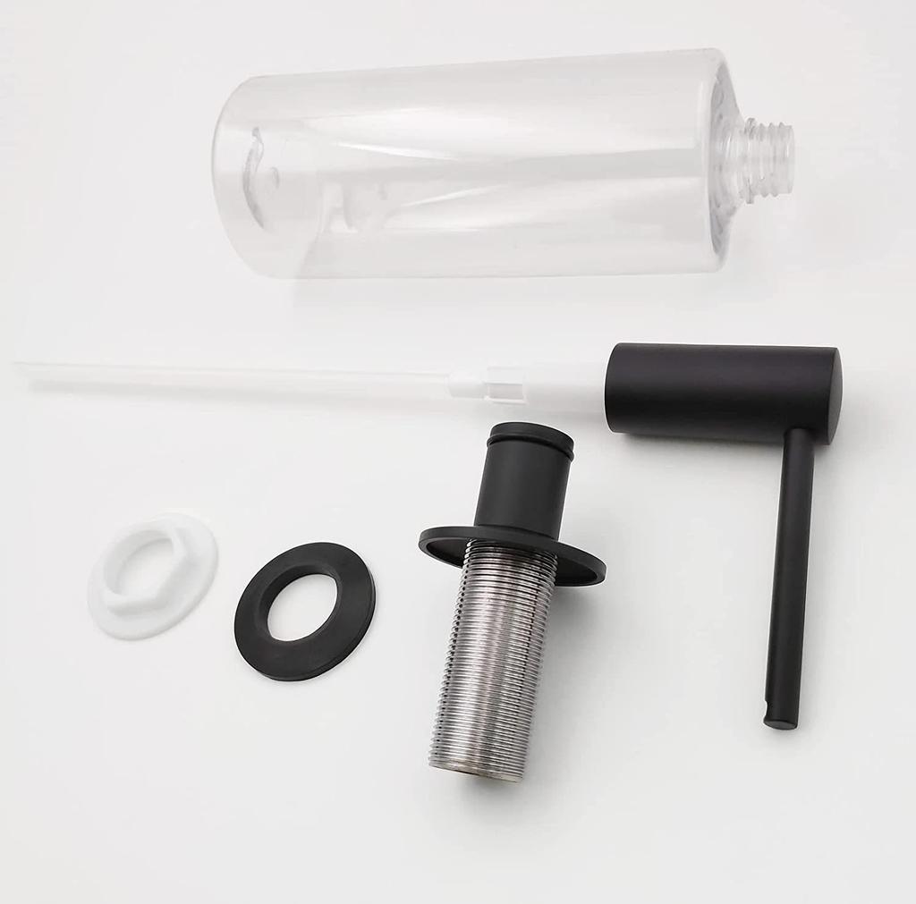 Matte Black Kitchen Sink Soap Dispenser, Press-Type, 500ml Capacity, Brass-Plated Threaded Tube
