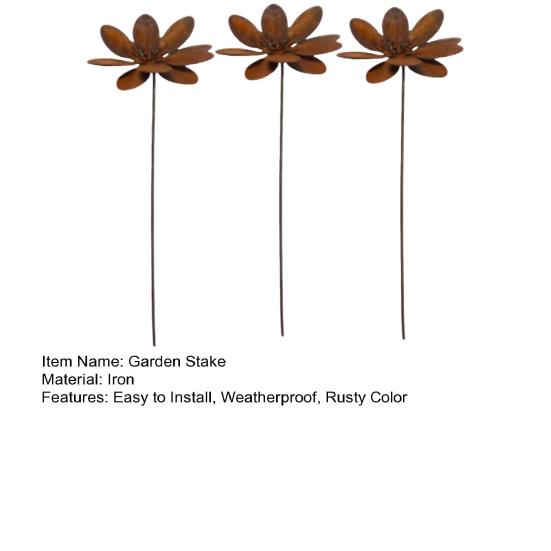 Rusty Flower Garden Stake Iron Flower Yard Art Stake Outdoor Flower Decoration for Backyard Lawn Planter Flower Bed