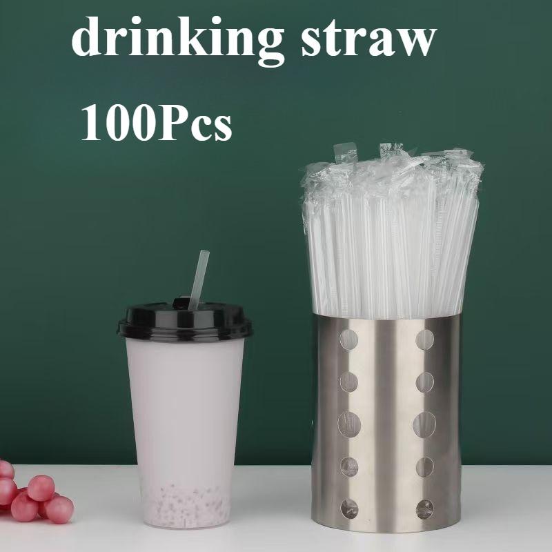 50/100Pcs Clear Disposable Plastic Straws Individually Wrapped Party Supplies for Restaurants Cafes, Events, Cafe Supplies