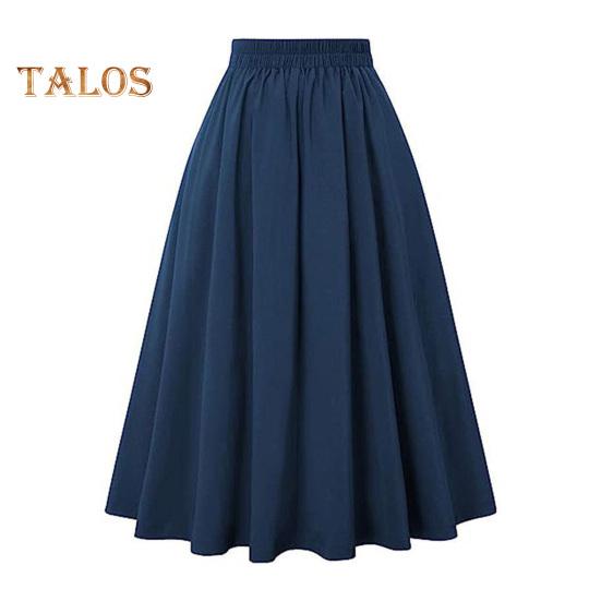 Spódnica midi damska z wysokim stanem, zdobiona guzikami, w kształcie litery A, codzienna, jednokolorowa, biurowa, damska, z kieszeniami, odzież robocza