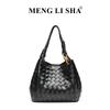 New Old Money Style Handheld Bucket Bag Large Capacity Commuter Shoulder Cross Tote Bag Weaving Parachute Bag