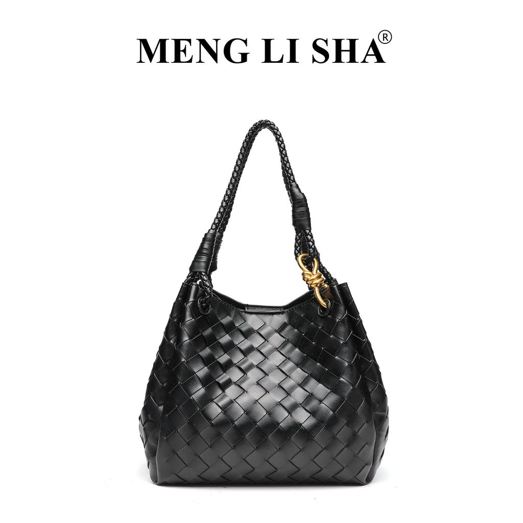 New Old Money Style Handheld Bucket Bag Large Capacity Commuter Shoulder Cross Tote Bag Weaving Parachute Bag