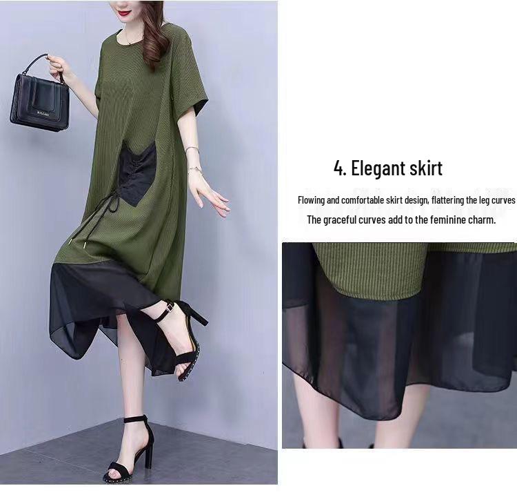 Plus Size Women's Summer Slimming Mid-Length Dress - Belly & Flesh Concealing