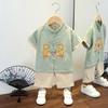 Completo Estivo da Ragazzo a Maniche Corte Stile Cinese per Bambini Hanbok Bello Completo Tang Cotone Lino Sezione Sottile di Abbigliamento Antico