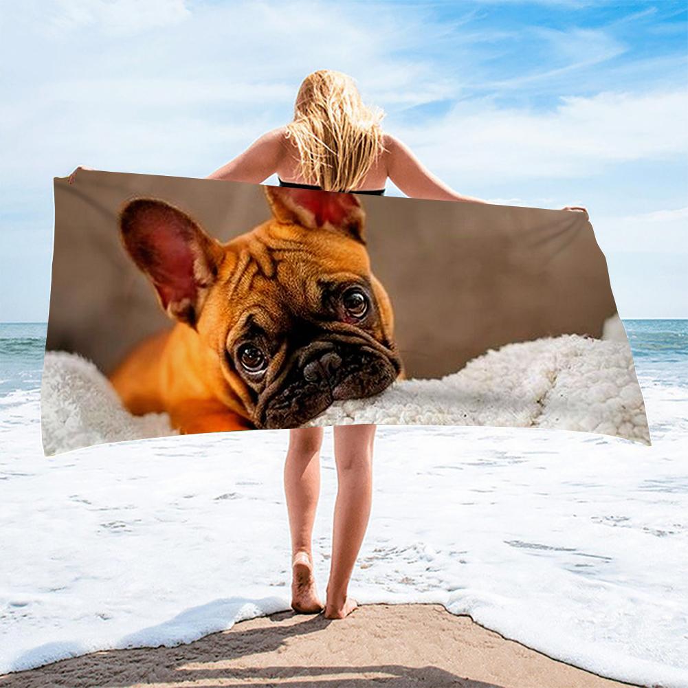 

Cute French Bulldogs Puppies Beach Towels Sand Free Quick Dry Bath Towel for Kids Adults Travel Swimming Camping Hiking Blanket W30*H60(CM)