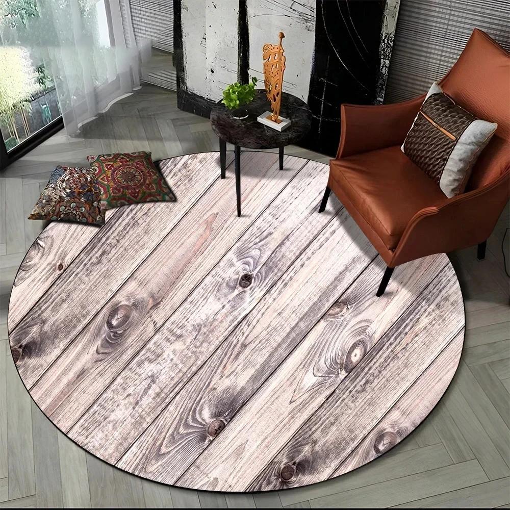 Latest 3D Color Wood Grain Lines Round Area Rug Carpet Rug for Living Room Bedroom Sofa Child Playroom Decor Pet Non-slip Gift