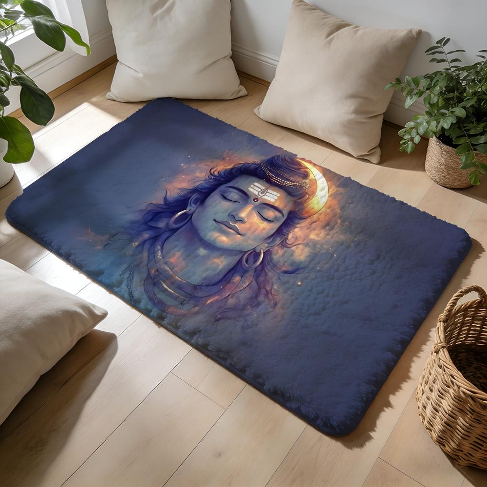 Lord Shiva Hindu God Buddha Floor Mat Soft Flannel Absorbent Mat Non-Slip Rug Home Bedroom Bathroom