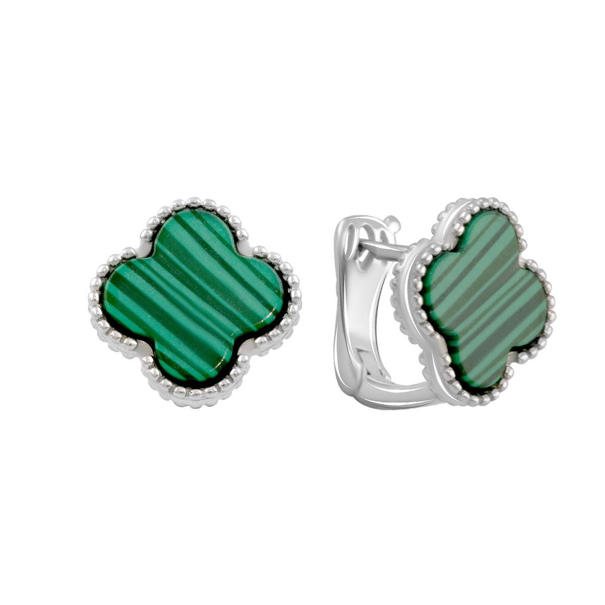 

Срібні сережки з фіанітами (2099031) смарагдовий