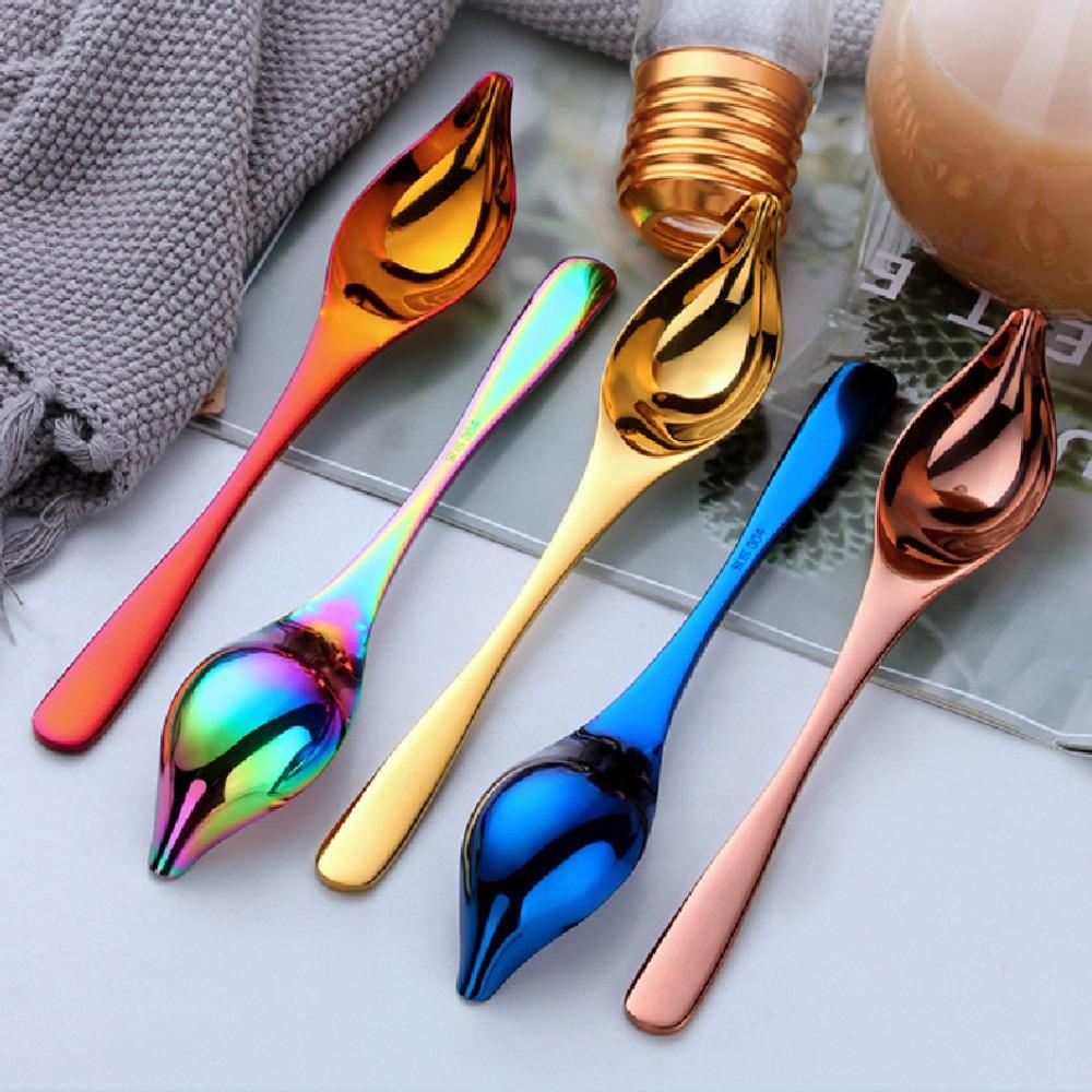 Cheap Stainless Steel Seasoning Spoon 304 Thick Nozzle Oil Spoon Coated Titanium Colorful Sauce