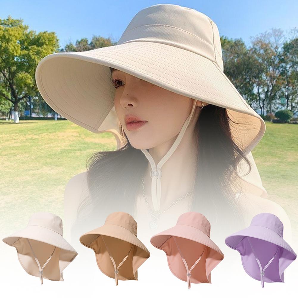 Outdoor Sun Bucket Hat For Women Girls Wide Brim Sun Hat Women Anti-Uv Protection Hiking Fisherman Cap Neck Protection Sun Visor