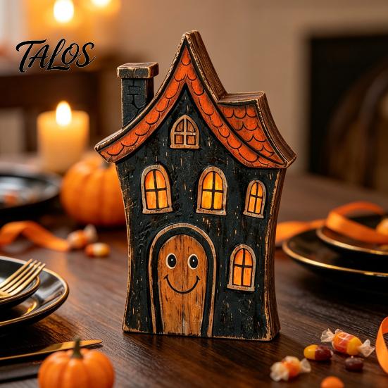 Rustic Ghost Wood Decoration Halloween Haunted House/Cute Wooden Table Ornaments, Farmhouse Tiered Tray Solid Festive Figurines Decor, Vintage