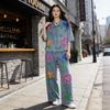 Womens Denim 2-Piece Set Sequin Embroidered Shirt Relaxed Pants 2026 Casual Outfit