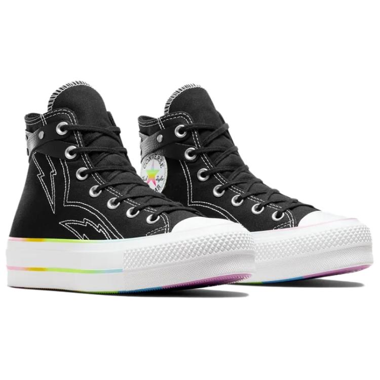 Converse Chuck Taylor All Star Lift Platform High Pride 2024 Unisex Sneakers Black White Chaos-Fuschia A10218C