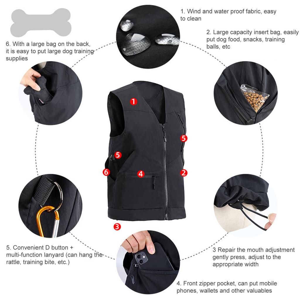 Kamizelka Treningowa dla Psa z Dużymi Kieszeniami Oddychająca Ubrania Trenera Psów Akcesoria Treningowe dla Psów