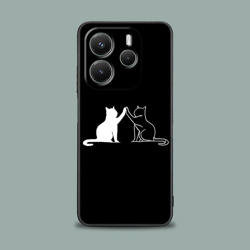 Phone Case for Xiaomi Redmi 15C 14C 12C 13C Redmi Note 15 14 13 12 11 10 Pro Plus 5G 12S Silicone Cover Funny Cute Cat Line Art
